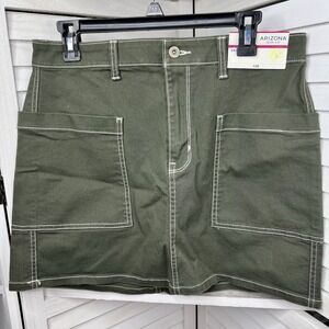 Arizona Jean Co Olive Mini Utility Skirt Junior's Size 11‎ NWT Dark Avocado